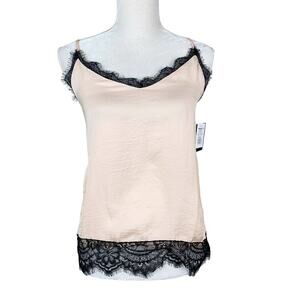 Heartsoul Chemise Lingerie M Blush Peach Black Lace Adjustable New